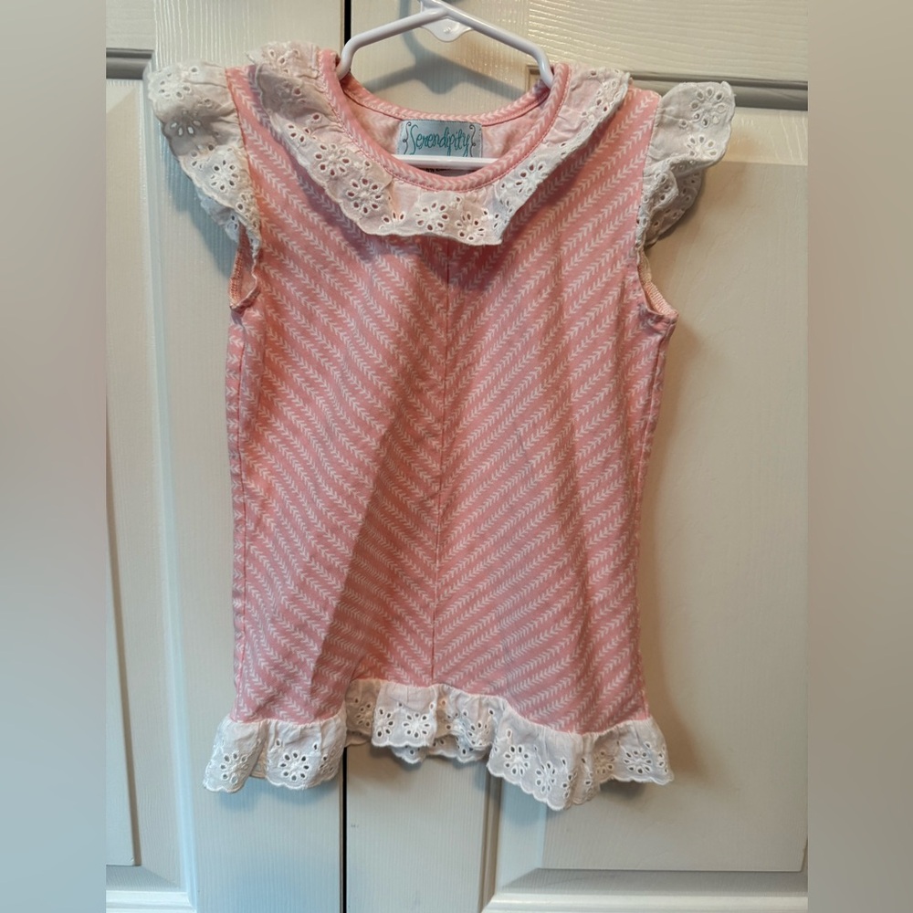 Serendipity by Shrimp and Grits Pink and White Kids Top
